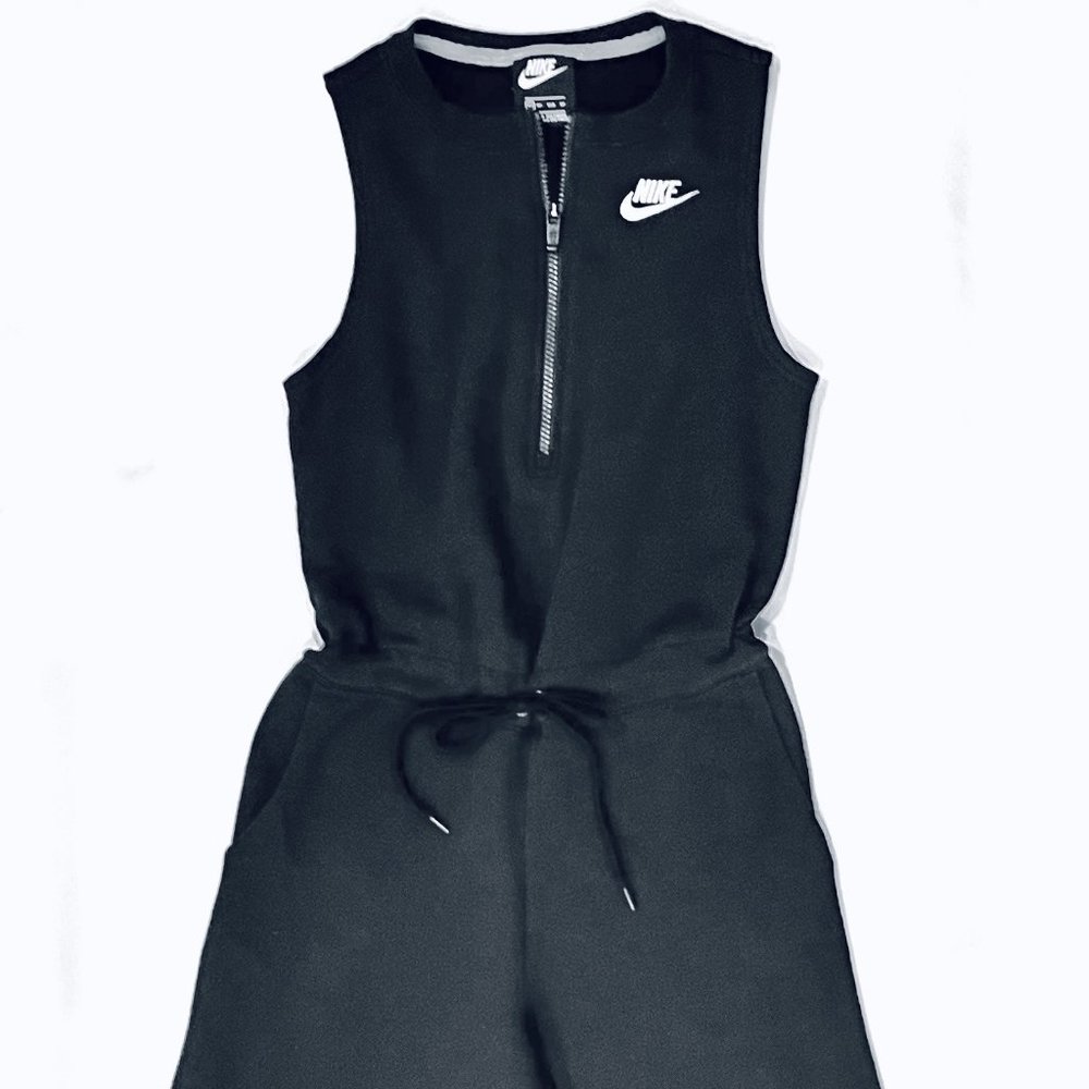 Nike French Terry Club Romper in Black - Gaucho Wide Leg